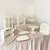 Suporte de mesa de sobremesas em estilo creme, decoração de mesa de casamento, suporte para bolo de aniversário, bandeja de ferro para sobremesas
