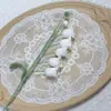 Buquê de Lírio-do-Vale Tricotado à Mão, Flores de Crochê em Lã, Flores de Mão, Enfeites de Flores Tricotados, Decoração Caseira DIY