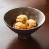 Cuenco de pie alto con esmalte dorado torneado en horno del fabricante, vajilla vintage, cuenco para fideos de uso doméstico, cuenco para sopa, cuenco para comer personal, cuenco para ensaladas