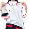 Camiseta Bordada de Manga Corta con Botones y Solapa Talla Grande para Mujer Primavera y Verano 2025 Nuevo Top de Moda Holgado que Adelgaza y Cubre la Piel para Mujer