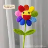 Terminado girasol hecho a mano calabaza de azúcar conejo ramo ganchillo de lana día del maestro regalo de graduación flor eterna