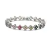 Conjunto de Collar y Pulsera de Cuatro Hojas de Zirconia de Lujo Ligero Transfronterizo para Mujer, Joyería de Flor de Diamante Colorida Versátil a la Moda, Estilo de Pareja