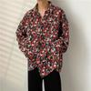 Camisa Vintage de Estilo Hong Kong con Pintura al Óleo Floral Completa para Hombre y Mujer, Retro Guapo y Versátil Suelto para Pareja Chaqueta de Camisa de Manga Larga