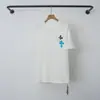 2026 Marca da Moda Nova Ch Cruz Chrome Hearts Sânscrito Patchwork Bordado Resistente Unissex Camiseta Casual de Manga Curta para Casal