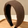 Diadema de algodón y lino de lunares de ala ancha estilo Zhang Ruonan, diadema a rayas de tacto de alta gama, diadema con pinza para el pelo para presionar la parte superior del cráneo
