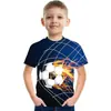 2026 Nueva Camiseta de Manga Corta con Estampado 3D de Patrón de Fútbol Iridiscente Suelta para Hombres y Niños Nueva Moda Camiseta Corta