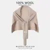 Chal Grande de Punto en Forma de T 100% Lana Australiana para Mujer en Otoño e Invierno, Bufanda Cálida para el Cuello con Bufanda de Alta Gama