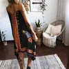 Fd295 Ponto Roupas Europeias e Americanas Amazon Primavera e Verão Estampado Sexy Sem Costas Irregular Vestido Feminino
