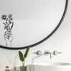 Adhesivos de pared de espejo de flores en blanco y negro decorativos para baño, espejo de inodoro, pintura autoadhesiva, adhesivos de pared removibles de PVC
