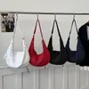 Bolso Croissant Estilo Ins Perezoso Coreano, Bolso de Lona de Gran Capacidad, Bolso de Nailon Plegado a Cuadros, Bolso de Hombro Cruzado para Viajes