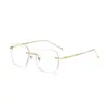 Gafas sin Montura para Mujer, Estilo de Alta Gama, Montura Grande, Hace que la Cara Parezca Más Pequeña, Titanio Puro Ultraligero, Adecuadas para Lentes Graduados, Monturas sin Borde
