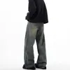 Comercio Exterior Vaqueros Lavados Desgastados Estilo Retro Americano para Hombre Tendencia Streetwear Primavera y Otoño Pantalones Largos Rectos Holgados con Caída