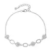 Plata de ley maciza S925 base vacía plana 4x6/6x8mm ajuste DIY jade transmisión en vivo corazón con diamantes pulsera de 3 piedras principales