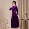 Vestido Cheongsam de Terciopelo Nuevo Estilo de Shenzhen Vestido de Banquete para Suegra Ropa de Invierno Tallas Grandes Vestido Estilo Chino Venta al por Mayor