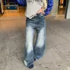 Jeans anchos para mujer color Naranja Juvenil con diseño de lavado de orejas de gato, corte holgado, adelgazantes, favorecedores, únicos y versátiles, pantalones de largo hasta el suelo
