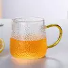Copo de Vidro com Cabo Colorido Martelado Doméstico Alta Boro Silicato Café Leite Água Copo Estoque de Fábrica Dropshipping