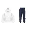 Nova Temporada Moletom com Capuz Duplo e Zíper DIY Liso Masculino Feminino Outono Inverno Conjunto de Calça de Moletom com Capuz e Zíper para Casal