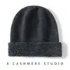 Gorro de Cachemira para Otoño e Invierno, Gorro de Punto Cálido de Color Sólido con Parte Superior Redonda Retro, Gorro de Punto Plano Resistente al Frío y al Viento para Exteriores, Gorro para Clima Frío