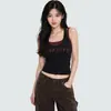 Nuevo Estilo Camisola Dulce y Picante con Estampado de Letras para Mujer S246 Verano con Copas Incorporadas, Corte Ajustado, Adecuada para Usar Como Prenda Exterior o Para Superponer