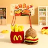 Par de chaveiros de casal de pelúcia crochê estilo cartoon genuíno, pingente de fivela, pingente engraçado criativo de fruta hambúrguer, atacado