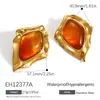 Pendientes de Acero de Titanio Transfronterizos Yuhui, Estilo Retro, Forma Geométrica Irregular, Resina Chapada en Oro Real, Pendientes de Acero Inoxidable Impermeables