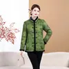 Casaco de Algodão com Forro de Lã Novo Estilo para Mulheres de Meia-Idade e Idosas, Jaqueta de Algodão Quente Engrossada para Mães, Botão de Estilo Chinês de Inverno
