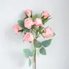 Flor Artificial Estilo Europeo de 7 Cabezas con Borde Quemado Borde Tostado Flor de Seda Flor Falsa Color Otoño Retro Adornos Decorativos Decoración de Boda