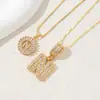 Colar Letra Inglesa Completo em Diamante Doce de Rocha Popular para Jardim de Infância Conjunto de Flores Letras de Cobre com Zircônia Banhado a Ouro Real Lote