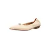 Sapatos Femininos M Series Elásticos Franzidos Boca Rasa Bico Fechado Estilo Novo Primavera 2026 Couro de Couro Camada Superior Carta de Metal para o Trabalho