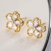 Aogu Aretes de Zircón de Mariposa Estrella de Flor Modernos y Exquisitos para Mujer, Elegantes y Generosos, Aretes Versátiles de Cobre Chapado en Oro Real