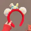 Diadema de Peluche Roja Festiva con Cabeza de Pony para Mujer, Decoración de Año Nuevo, Accesorio Versátil para el Cabello de Uso Diario