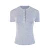 Camisa Henley Adelgazante de Modal con Ajuste en la Cintura, Manga Corta, Elástica, Cómoda, Agradable a la Piel, Camiseta de Fitness para Moldear el Cuerpo