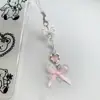 Colgante para Teléfono Móvil de Corazón de Niña con Lazo Rosa Estrella Mariposa Colgante de Cámara CCD Adorno Colgante Hecho a Mano con Cuentas Colgante de Bolsa