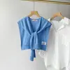Chalecos de Seda al por Mayor Combinados con Camisas, Prendas Exteriores de Punto de Color Sólido de Alta Gama, Chalecos de Protección para el Cuello para Aire Acondicionado