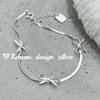 Joyería de Mano Igual que la de la Bloguera Ins Coreana Plata de Ley S925 Popular Elegante Simple Lazo Hueso de Serpiente Pulsera Elegante