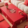 Toalha de Mesa para Casamento no Festival da Primavera, Toalha de Mesa de Centro, Toalha de Mesa Vermelha para Sala de Estar, Toalha de Mesa Festiva para Noivado e Recém-Casados, Artigos para Casamento
