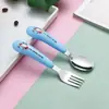 Conjunto de Colher e Garfo Infantil de Aço Inoxidável 304 Brinquedo Utensílios de Mesa Infantis Fofos Comida Suplementar para Refeição de Bebê Doméstico Alto Valor de Cor