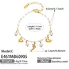 Vibrações frescas e curativas à beira-mar, pulseira de joia com pingente de concha banhada a ouro em aço inoxidável e vida marinha com zircônia para mulheres