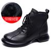 [99 Yuan] Botas Curtas de Couro Genuíno, Botas Chelsea, Sola Grossa de Couro Bovino Marrom, Botas Femininas Retrô, Casuais e Versáteis com Salto Grosso