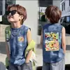 Camiseta sin mangas teñida anudada 100% algodón para niños y niñas 2026 Verano Chaleco Fresco y Elegante para Niños Mayores, Top Versátil a la Moda