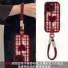 Lanyard con Corazón a Cuadros para Muñeca Adecuado para Funda de Teléfono Apple 16Pro Huawei Oppo Xiaomi Vivo Silicona Piel de Oveja 7