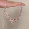 Colar de zircônia com diamantes e flash de luxo leve e moderno, design de nicho, temperamento de senso alto, elegante, tudo combinando, corrente de clavícula