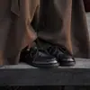 Zapatos de tacón bajo de cuero de caballo lavado al agua para mujer, nuevo estilo otoño/invierno, cuero genuino, con cordones, cómodos, punta redonda, apertura profunda, zapatos de mujer