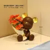 Ramo de Flores, Figura de Oso Violento, Decoración de Escritorio para Sala de Estar en Casa, Adorno Simple de Artesanía de Resina para Estudio, Árbol de la Fortuna