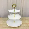 Plato de Frutas de Tres Niveles Plástico Estilo Europeo Pequeño Sala de Estar Hogareño Plato de Exhibición de Dulces y Bocadillos Bandeja para Pasteles Estante para Bocadillos Otros