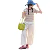 Camisetas de rayas para niñas de verano al por mayor transfronterizo 2026 nueva ropa infantil tops delgados elegantes de manga corta para niños mayores