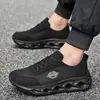 Sapatos esportivos de corrida respiráveis vazados de tamanho grande para exportação de verão, sapatos esportivos ultraleves com absorção de choque, sapatos masculinos de rebote com biqueira larga para casais