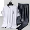 Traje Deportivo de Secado Rápido para Hombre Verano Delgado Elástico para Correr Fitness Ropa de Secado Rápido Pantalones de Malla de Hielo de Manga Corta para Hombre