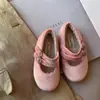 Zapatos de invierno para niños estilo Chanel de doble botonadura, zapatos de terciopelo para niños pequeños, zapatos de algodón para niñas con felpa, segundos zapatos de algodón para bebé princesa