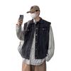 Vibe Guochao High Street Chaleco de Mezclilla Original para Hombre Japonés CityBoy Sin Mangas Cintura Primavera y Otoño Chaqueta Tooling